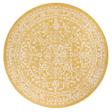 Malta Bohemian Medallion Textured Weave Indoor/outdoor Round Rug
